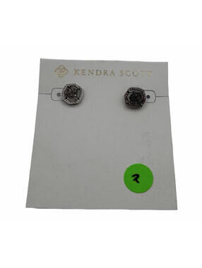 Kendra Scott Taylor Drusy Platinum Gunmetal Stud Earrings